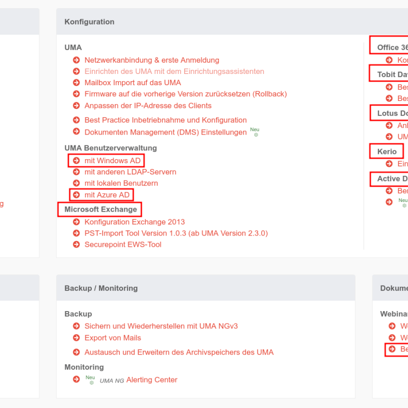 Screenshot der Wiki-Startseite für das Securepoint UMA